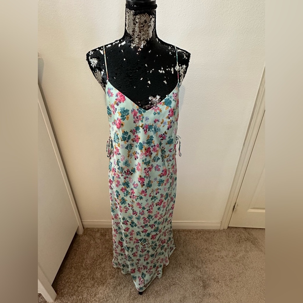 ZARA SIDE RUCHING PRINTED DRESS